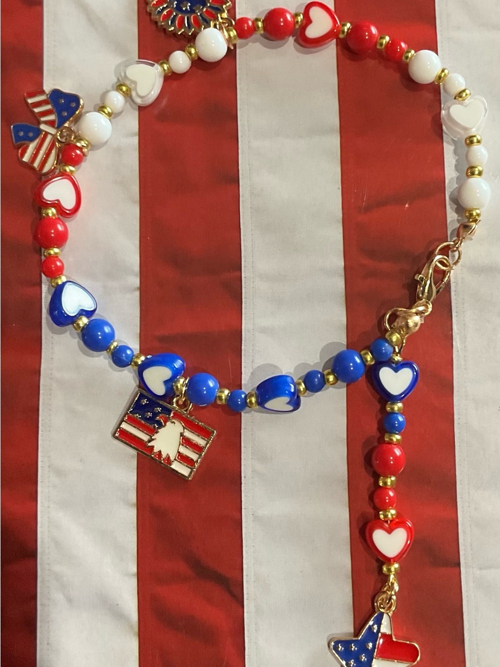 Lulu's Red, White & Blue Heart Charm Bracelet